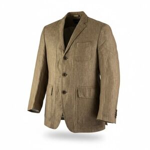 BR 2010 Blazer 40R Brown Linen Modern Fit Patch Pocket Jacket Minimalist Travel